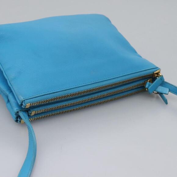 CELINE Trio Small Shoulder Bag Leather Blue Gold - Picture 6 of 13